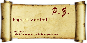 Papszt Zerind névjegykártya